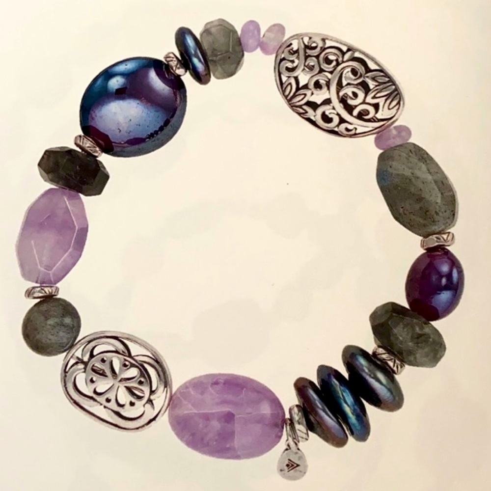 SILPADA amethyst stretchy sterling silver bracelet